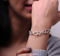 Silver Interlock Heart Bracelet