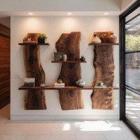 Buy Solid Wood Rustic Floating Shelf with Natural Edge Vertical Slab