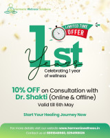 Celebrate 1 Year of Wellness with Dr. Shakti at Harmonix Wellness – Get 10% OFF!