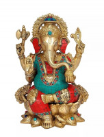 Buy Brass Ganesh Murti Idol Ganesha Sitting On Lotus