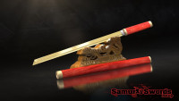 Straight Blade Shirasaya Katana 9260 Spring Steel with Gold Acid Dye