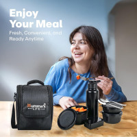 Compact Insulated Lunch Box Bag & Cutlery Set