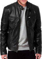 Stylish Men's Leather Jacket with Hood