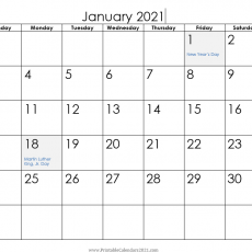 Printable Calendars 2021